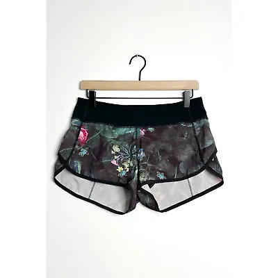 LULULEMON Run: Speed Shorts Running Lined 3  Curious Jungle Black Size 6 • $32.99