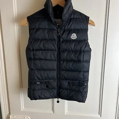 Moncler Gilet Small Black Down Filled Size 0 8 Gaelle 10 Winter Waistcoat Puffer • $119.98