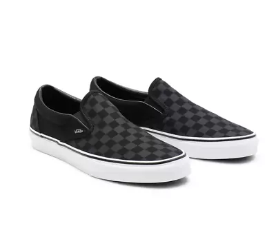 Vans Checkerboard Classic Slip-On Shoes Black/White • £90