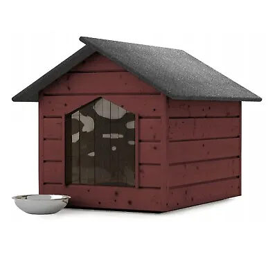 Kennel Outdoor Mahogany Cat House Cave Winterfest Insulated Wood 116x90x82 • £219.02