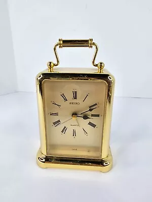 Vintage SEIKO Quartz Carriage Brass Mantle Clock Japan • $27.99