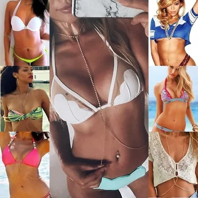 Chain Body Jewelry Belly Chain Bikini Necklace Chain Hueftkette • £6.34