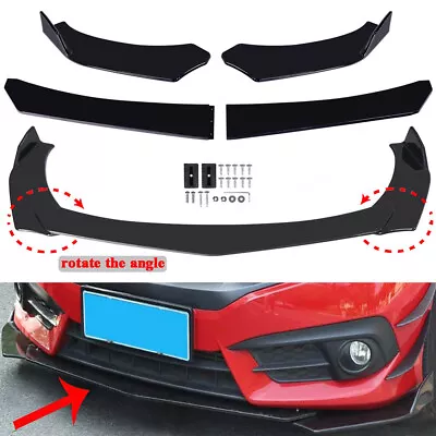 Universal Gloss Black Car Front Bumper Spoiler Splitter Lip Protector Body Kit • $37.99