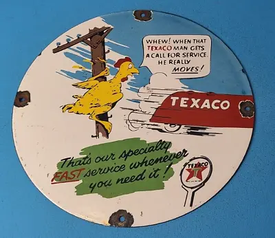 Vintage Gasoline Porcelain Sign - Texaco Gas Chicken Ad Filling Station Oil Sign • $142.47