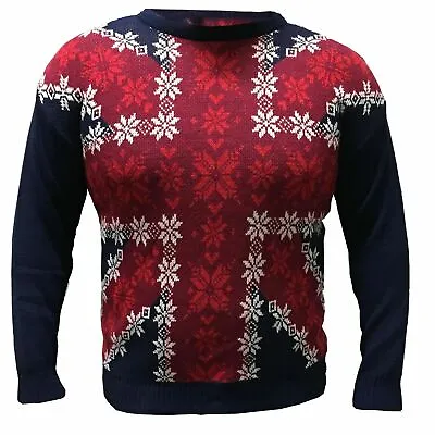 Union Jack Flag Jumper Long Sleeve Flag Knitted Top Uk Christmas Jumper • £8.95