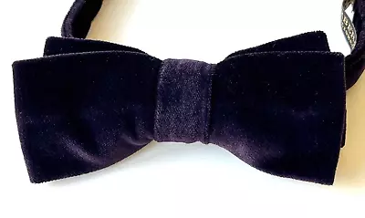 BURBERRY Aubergine Velvet Pre-tied Adjustable Bowtie -- Runway Sample • $44