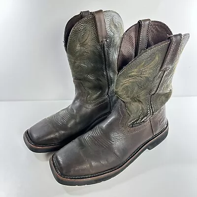 Justin Driller 11  Steel Toe Work Boot Brown Men's Size 12D Western Cowboy • $55