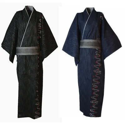 Japanese Kimono Yukata Double-layered Cotton Bathrobe Robe Men's Long Pajamas • $55.09