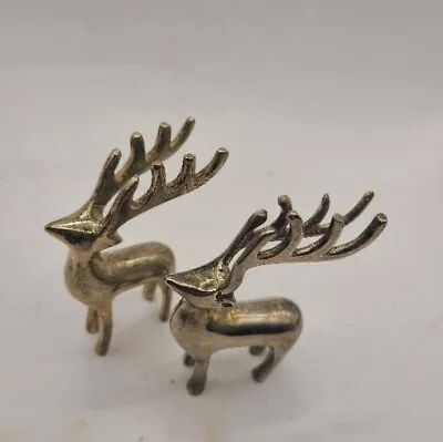 Christmas Silver Metal Mini Reindeer. Set Of 2. • $12