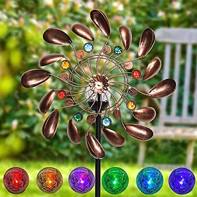 Large Metal Windmill Wind Kinetic Spinner Solar Garden Yard Decor Sculpture • $39.86