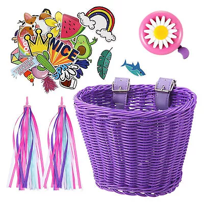 Kids Bike Accessories Children's Bike Handlebar Wicker Basket Colorful For Kids • $25.69