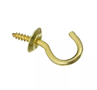 50 Pack National Hardware VS2021 Solid Brass 3/4  Screw In Cup Hooks  N200303 • $14.57