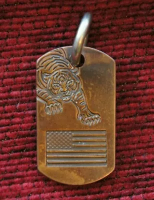 Steel Flame Jewelry Usa Copper Tiger American America Flag Fatty Dogtag Pendant  • $280