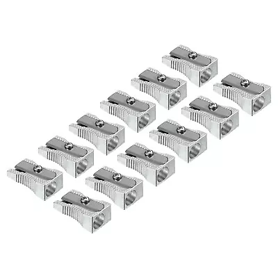 12Pcs Single Hole Pencil Sharpeners Aluminum Manual Pencil Sharpener Silver • $7.41