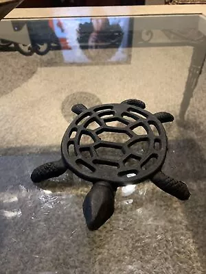 Vintage Black Cast Iron Turtle Planter Holder Tortoise Thin Flat  Taiwan • $30