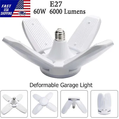 60W E27 LED Deformable Workshop Light Garage Ceiling Bulb Fixture Folding Lamp • $8.99