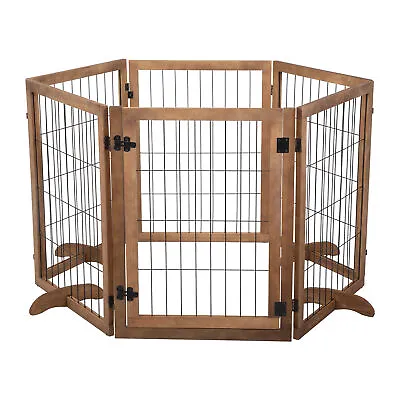 $185.99 • Buy 6 - Panels Wood Large Dog Playpen Crate Fence Pet Play Pen Exercise Cage Indoor