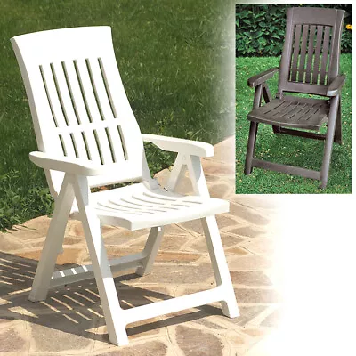 Outdoor Foldable Plastic Garden Chair Patio Furniture With Adjustable Back • £29.99