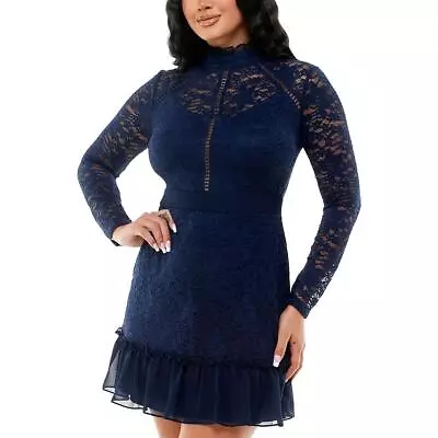 B. Darlin Womens Navy Lace Mini Party Fit & Flare Dress Juniors 11/12 BHFO 0358 • $9.99
