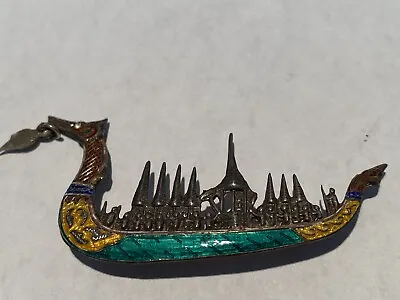 Vintage SIAM Silver Dragon Barge Pin • $14