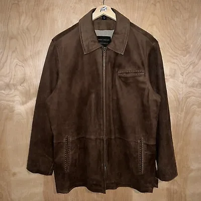 Men’s Robert Comstock Vertical Baby Calf Nubuck Leather Designer Jacket Sz Large • $149.95