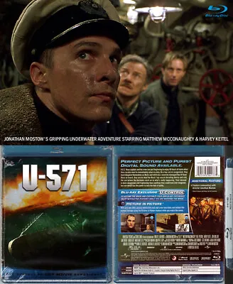 Blu-ray U-571 Matthew McConaughey Jon Bon Jovi U-Boat WS US Region A/B/C OOP NEW • £16.97