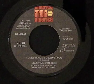 Mary Macgregor Torn Between Two Lovers/i Just Want To Love You  Vinyl 45 48-139 • $7.83