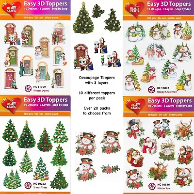 1 Pack Of 10 Christmas Die Cut Layered Decoupage Toppers By Hearty Crafts • £5.99