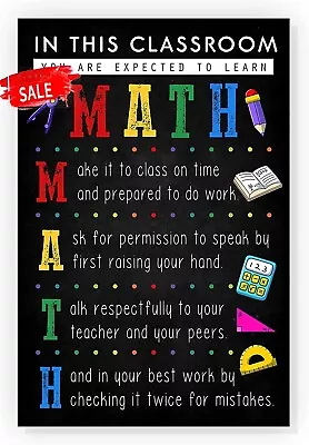 In This Math Classroom Art Poster Teacher Posters For Classroom Math Wall Decor • $15
