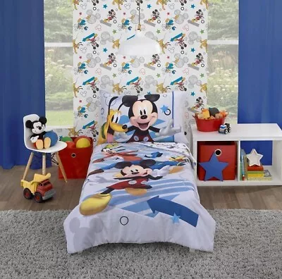 Disney Mickey Mouse 4 Piece Bedding Toddler Bed Comforter Sheet Kid Children Set • $44.99