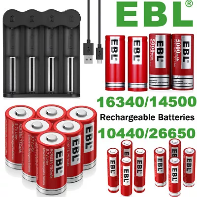 Lot 18500 16340 14500 10440 Rechargeable Lithium-ion Batteries / 4 Slot Charger • $12.79