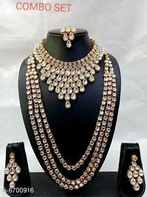 Indian Designer Bollywood Gold Plated Fashion Bridal Kundan Jewelry Necklace Set • $18.99