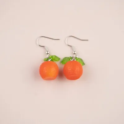 Cute Mandarin Oranges Fruit Food Cool Dangle Hook Earrings Novelty Gift • $8.95