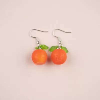 Cute Mandarin Oranges Fruit Food Cool Dangle Hook Earrings Novelty Gift • $8.95