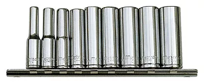 METRINCH 1/4'' Inch Socket Set 5 - 13mm 9pcs Long Cliprail MET-0230  • $42.54