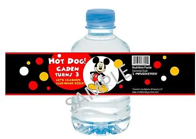 Mickey Mouse Water Bottle Wrappers - Birthday Party Favors - Set Of 12 • $9.99