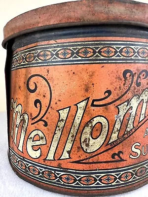 Vintage Mellomints 5 Lb Orange Candy Tin “Absolutely Pure Sugar Confection” USA • $44.99