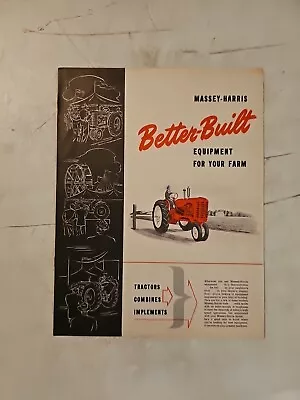 Vintage Massey Harris Color Sales Brochure Better Built Equipment For Your Farm • $16.16