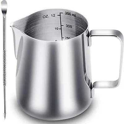 $17.68 • Buy CAMKYDE Stainless Steel Milk Frothing Pitcher 12 Oz, Espresso Steaming Pitcher W