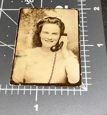 1940s Woman TELEPHONE Unusual Vintage Arcade PHOTO BOOTH • $19.95