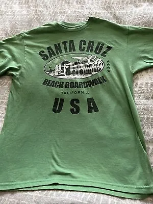 Graphic Tee M Green Tagless Santa Cruz CA Beach Boardwalk USA Cotton • $5.50
