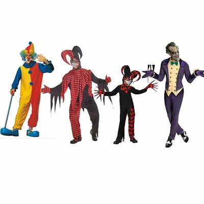 Mens Kids Joker Circus Clown Scary Evli Harlequin Cosplay Costume Fancy Dress  • £6.99