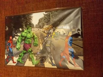 Marvel DC Abbey Road Reprint On Canvas Wooden Frame 20x31cm Hulk Batman Superman • £9.99
