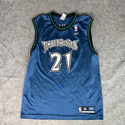 Minnesota Timberwolves Mens Jersey Medium Kevin Garnett Blue Basketball Reebok ^ • $29.98