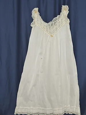 Victorian Frilly  White Lace / Cotton Slip / Chemise Sm - MED • $35