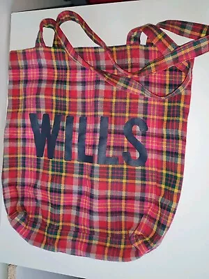 Jack Wills Red Checked Tote Shopping Bag • £2.99