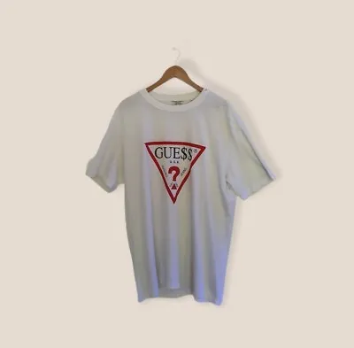 GUESS X A$AP WHITE LOGO TEE SIZE L • £45