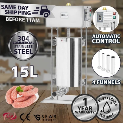 $819.95 • Buy Sausage Stuffer & Maker 15 Litre Electric Commercial Salami Filler 15kg