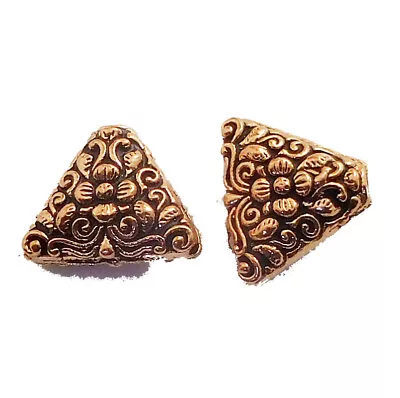 5 Pcs 12x4mm Triangle Textured Bead Antique Copper Jewelry Making • $3.99