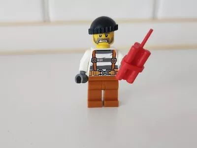 LEGO Minifigure Prisoner Police Criminal Dynamite Suspenders Dark Orange Legs • $9.30